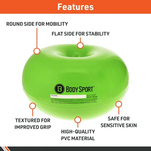 Miniatura 6 de Body Sport Donut Ball – Pelota de ejercicio inflable duradera para entrenamiento de equilibrio y estabilidad, yoga y sesiones de pilates – Uso