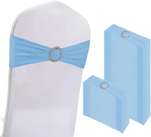 WJWHQ 100 piezas de cintas elásticas de elastano con lazos para sillas, bandas de cubierta de silla con hebilla deslizante para eventos de boda,