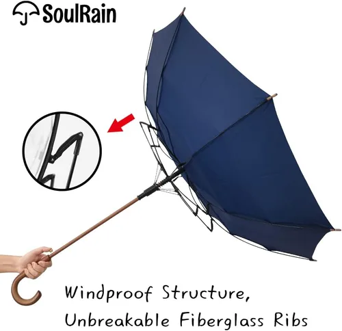 Miniatura 5 de 48" Arc Classic Wood Handle Umbrella Auto Open Windproof clear Unbreakable Stick Rain Umbrella