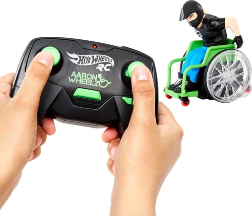 Miniatura 3 de Hot Wheels RC Aaron Wheelz Wheelie - Silla de ruedas con control remoto con figura de Aaron "Wheelz" Fotheringham de motocross