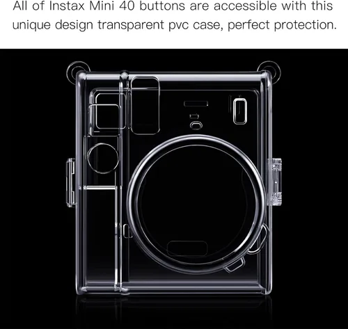 Miniatura 8 de Fintie Funda protectora transparente para cámara de película instantánea Fujifilm Instax Mini 40, cubierta de PVC duro con correa de hombro
