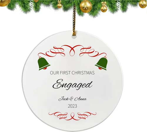 Miniatura 15 de Adorno personalizado para pareja comprometida 2024, primera Navidad para casados juntos comprometidos, adornos de Navidad personalizados, idea