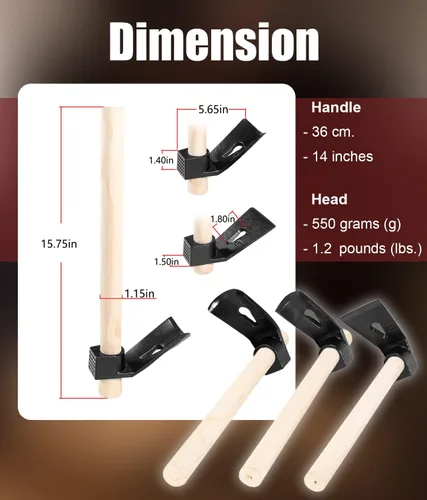 Miniatura 6 de Juego de herramientas para tallar madera para carpintería Adze, incluye adze recto, curva grande Adze y curva pequeña Adze (3PCS)