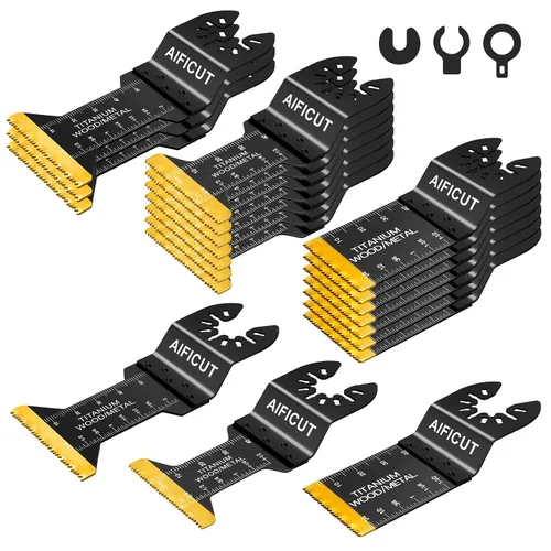 AIFICUT 15 hojas de sierra oscilantes de titanio, cuchillas multiherramienta universales para clavos de metal, material duro y madera y plástico,