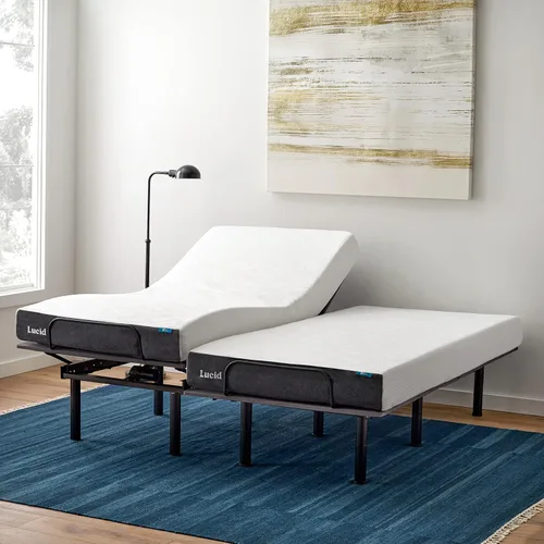 LUCID - Colchón individual XL de 8 pulgadas y base de cama ajustable L150. Colchón de espuma viscoelástica de gel firme. Carbón de bambú.