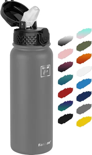 Miniatura 8 de Fanhaw Botella de agua de acero inoxidable aislada para niños de 20 onzas con tapa con popote, a prueba de fugas y antipolvo, botella de uso diario