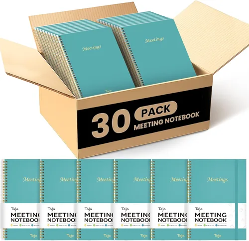Paquete de 30 cuadernos de reuniones para organización del trabajo, cuaderno planificador de trabajo con artículos de acción, agenda para tomar