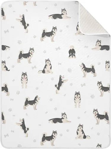 Miniatura 10 de Ollabaky Manta de algodón con diseño de perro Border Collie para niños y niñas, manta de algodón para cuna, cochecito o guardería, manta