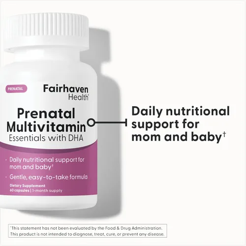 Miniatura 5 de Fairhaven Health Esenciales multivitamínicos prenatales con DHA Vitaminas prenatales + DHA, colina, mio-inositol Esencia cítrica para disuadir