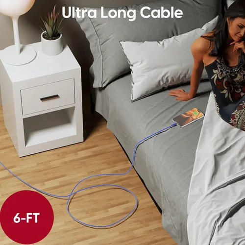Miniatura 7 de TALK WORKS cable Lightning de carga para iPhone, cable MFI resistente de 10 pies de largo para iPhone 13, 12, 11, Pro/Max/Mini, XR, XS/Max, X, 8, 7