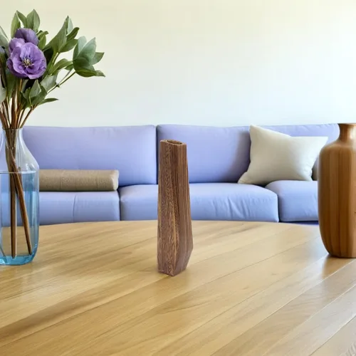 Miniatura 6 de Wakauto Jarrones de madera oblongos rústicos altos para piso, moderno centro de mesa de granja, jarrón decorativo de madera natural, soporte