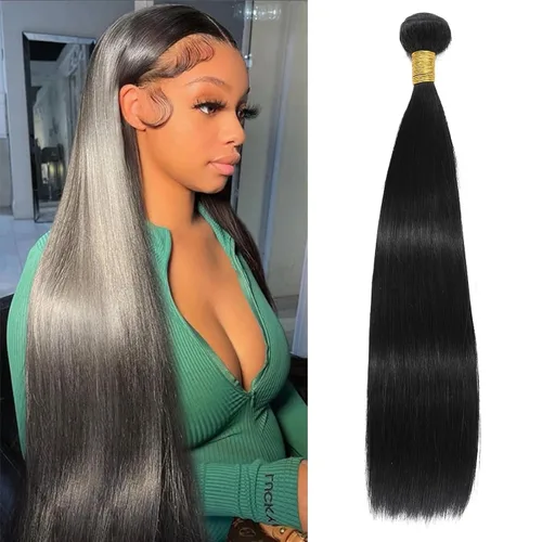Miniatura 22 de Extensiones de cabello humano lacio tipo afro, 12 meses de vida útil de 10, 12 y 14 pulgadas, paquetes de cabello lacio brasileño Yaki 100% sin