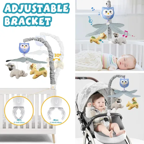 Miniatura 3 de Cuna móvil para bebé con música y luces para niños, animales móviles musicales para cuna, juguetes para niñas, juguetes colgantes, portátil, safari
