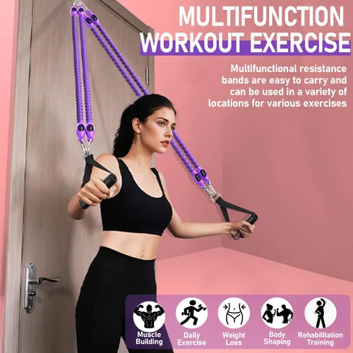 Miniatura 4 de 2026 Upgrade Foot Pedal Resistance Band, Adjustable 4-Tube Pedal Ankle Puller Resistance Band with Handle, Multifunction Home Gym Equipment, Stirrup