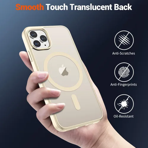 Miniatura 6 de SUPFINE Funda magnética para iPhone 11 Pro Max (compatible con MagSafe) (protección contra caídas de grado militar), delgada, translúcida mate, a