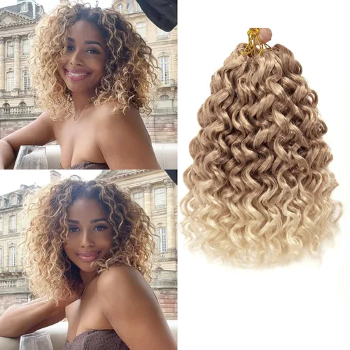 Miniatura 40 de GoGo Curl Crochet Hair 18 pulgadas onda de agua pelo sintético bohemio ganchillo trenzado jengibre onda profunda extensiones de cabello trenzado