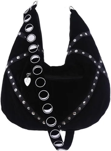 Miniatura 4 de Gypsy Gothic Witch Moon - Bolso Hobo holgado de terciopelo negro, Negro