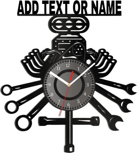 Miniatura 10 de Reloj de pared de garaje personalizado, herramientas mecánicas de reparación automática, reloj de pared, nombre personalizado, texto, hombre, cueva