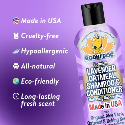 Miniatura 2 de Bodhi Dog Champú y acondicionador de avena de lavanda premium, fórmula orgánica para perros, gatos y mascotas, hipoalergénico, alivia la piel seca