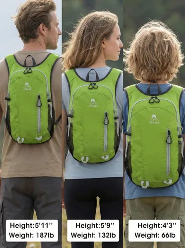 Miniatura 6 de VPBAGE Mochila de senderismo pequeña con soporte frontal para teléfono, mochila plegable con correa de pecho y cintura, Amarillo paja, Pequeño