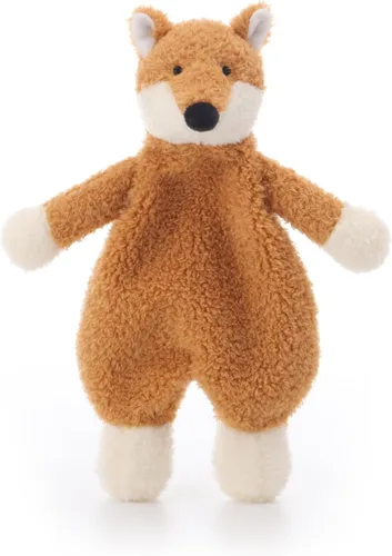 Apricot Lamb Manta de seguridad de animales de peluche, diseño de zorro amarillo, manta de personaje para guardería, felpa de lujo para acurrucarse