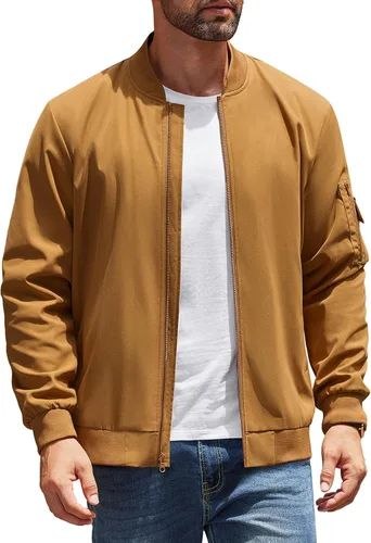 COOFANDY - Chaqueta ligera para hombre, tipo bomber, casual, primavera-otoño, cortavientos, con cremallera, ligera, con bolsillos