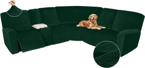 Miniatura 205 de Arfntevss Fundas de sofá seccional reclinable de terciopelo, Funda de sofá seccional de esquina para sofá reclinable, Funda elástica suave