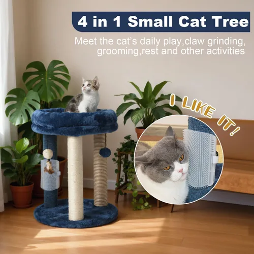Miniatura 2 de MECOOL Árbol Rascador para Gatos con Torre y Cama Suave. Alfombra de Sisal de Calidad Natural y Postes de Yute con Tres Juguetes de Bola Colgante
