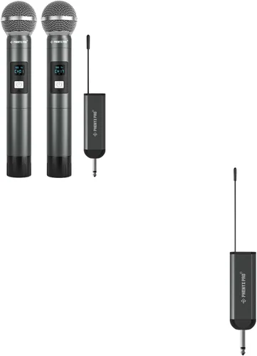 Phenyx Pro Sistema de micrófono inalámbrico digital dual PDP-2-2H Bundle con receptor inalámbrico portátil PWR-P-900