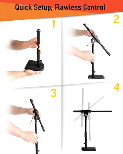 Miniatura 7 de Stage Rocker Soporte para Micrófono Ajustable de Bajo Perfil - Bombo/Tambores/Bajo (Kick)/Mesa, Altura Ajustable, Brazo de Boom Telescópico