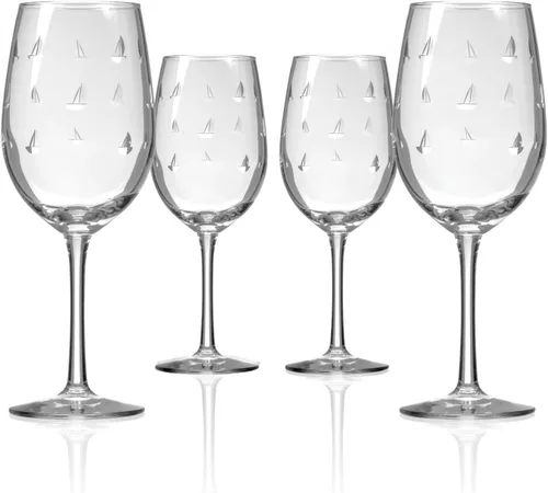 Miniatura 17 de Rolf Glass Sailing - Vaso de vino sin tallo de 18 onzas, juego de 4 copas de vino sin tallo, vidrio sin plomo, vasos grabados, fabricados con Juego