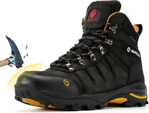 Miniatura 10 de SUREWAY Men's 6" Waterproof Work Boots - Soft Toe,Leather Lace Up,EH Rated, Slip Resistant Outsole for Construction, Roofing & Hunting Work Boots