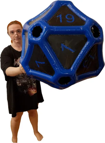 Miniatura 12 de Black Bazaar Dados grandes D20 inflables extra grandes gigantes para juegos DND RPG de mesa Juego de rol Calabozos y dragones Negro y rojo