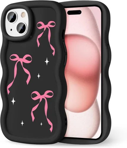 Miniatura 254 de Compatible con iPhone SE/8/7 Funda para Mujeres y Niñas, Marco Ondulado Rizado con Patrón Lindo, Estética Delgada Suave Silicona TPU Parachoques
