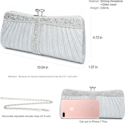 Miniatura 3 de Monederos de mano con diamantes de imitación para mujer, bolsos y bolsos formales de boda, fiesta, graduación, bolsas de dinero