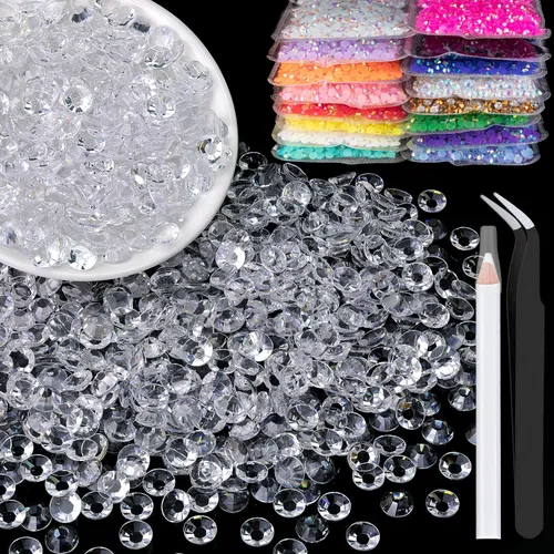 Miniatura 53 de 5000 piezas de diamantes de imitación de resina de 0.118 pulgadas a granel, color verde oscuro AB con parte trasera plana, diamantes de imitación