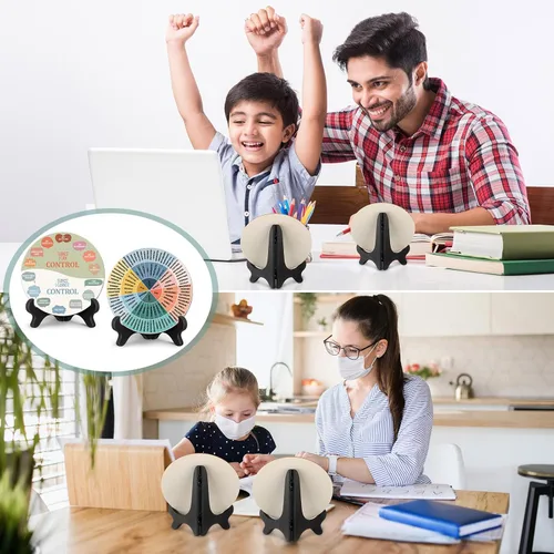 Miniatura 7 de 2 piezas de decoración para escritorio de oficina de terapia de rueda de sentimientos, cosas que puedo controlar, gráfico doble cara de emociones