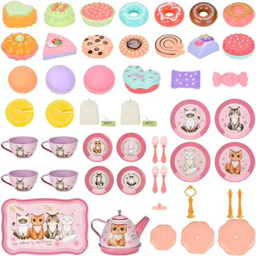 Miniatura 4 de Juego de té para niña, juego de té de princesa de 50 piezas, juguete de cocina de simulación, juguete de aprendizaje de formas y colores para niños