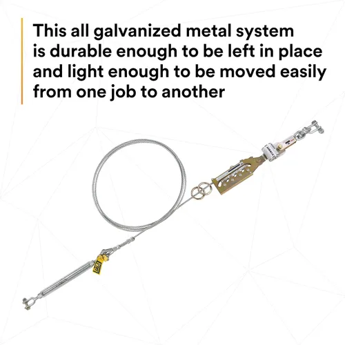 Miniatura 4 de 3M DBI-SALA Sayfline 7602090 Sistema de línea de vida horizontal, cable de 90 pies con terminación Wedgegrip, tensor de tensor, absorbente