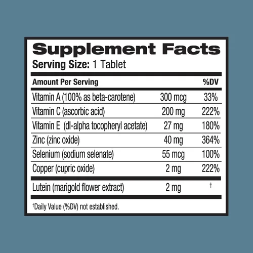 Miniatura 4 de Ocuvite Suplemento de vitamina y mineral para ojos, de Bausch + Lomb, contiene zinc, vitaminas A, C, E y luteína, rosa, tableta, 60