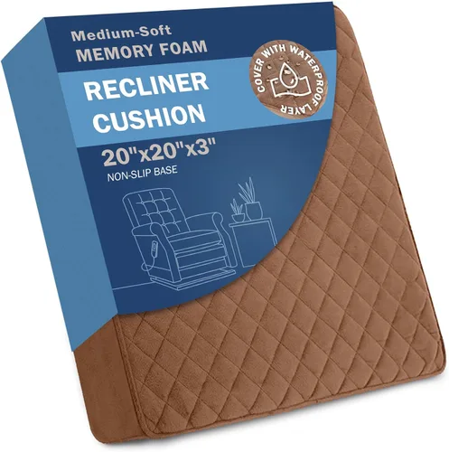 Miniatura 10 de Cojín de asiento para silla reclinable de espuma viscoelástica de 20 x 20 x 3 pulgadas para sentarse durante mucho tiempo, almohadilla para sillón