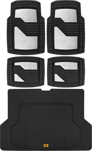 Miniatura 11 de CAT® Alfombrillas de goma resistentes de acero con diamantes y forro de maletero de carga para automóviles, camiones, SUV, camionetas, sedanes, gris