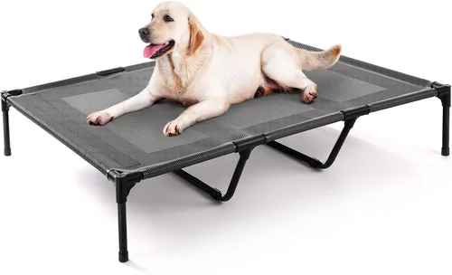 Miniatura 9 de petizer Cama elevada XL refrescante para perros, resistente y antidesgarros, para acampar en verano, cama elevada para perros transpirable e Azul