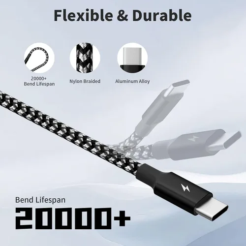 Miniatura 2 de Cable de carga múltiple, doble tipo C, cable de carga múltiple de nailon trenzado 4 en 1, cable de carga multi USB con puertos IP/tipo C/micro USB