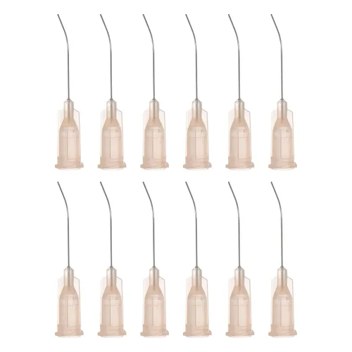 Miniatura 12 de HARFINGTON 12 piezas de agujas dispensadoras de punta roma, puntas dispensadoras curvadas de 30 calibre a 45 grados, 1 pulgada de ángulo