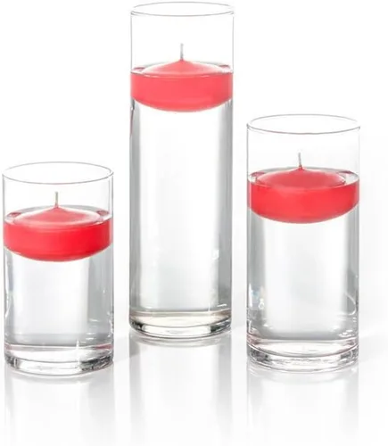 Miniatura 4 de yummi Juego de 18 velas flotantes y jarrones cilíndricos - Borgoña