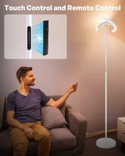 Miniatura 4 de SIBRILLE Lámpara de pie blanca, lámpara de pie ajustable sin escalones moderna 3000-6000K, lámpara de pie LED giratoria de 20W para lectura, lámpara