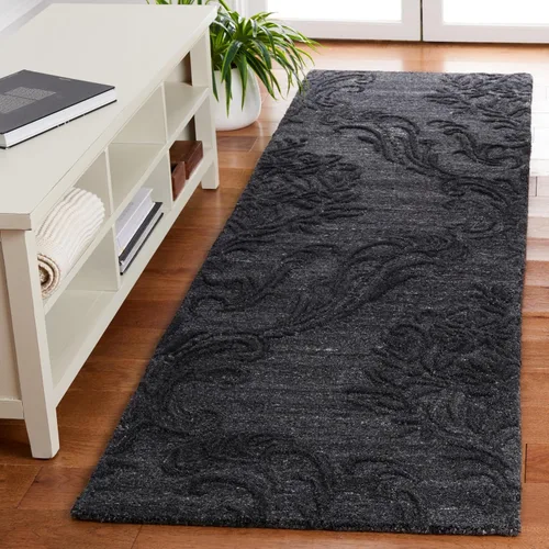 Miniatura 23 de SAFAVIEH Jardin Collection - Alfombra de área de 5 x 8 pies, color negro, lana hecha a mano, ideal para zonas de alto tráfico en sala de estar