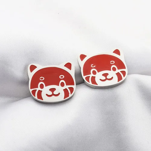 Miniatura 2 de Pendiente de panda rojo para fanáticos de panda rojo, regalo con temática de panda, joyería de panda rojo, aretes de oso panda