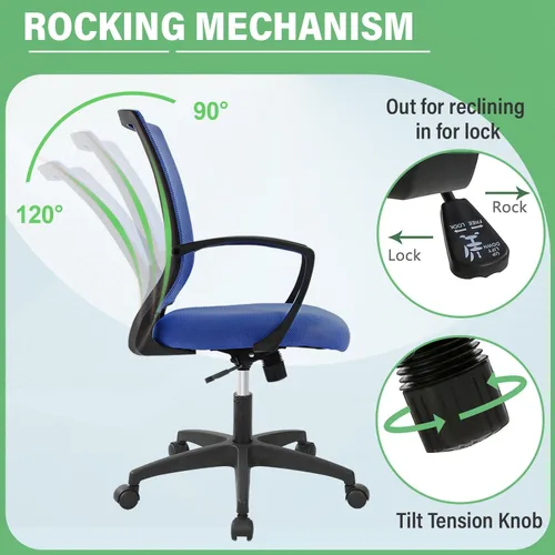 Miniatura 5 de Silla de escritorio de oficina, silla ergonómica para juegos de computadora con ruedas giratorias de 360 grados, sillas de escritorio de oficina